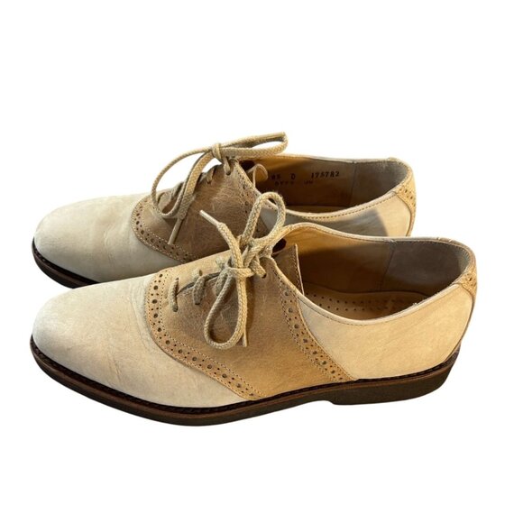 Cole Haan Mens Wingtip Oxfords 8.5D Leather Tan & Beige Lace-Up Dress Shoes - Picture 8 of 9